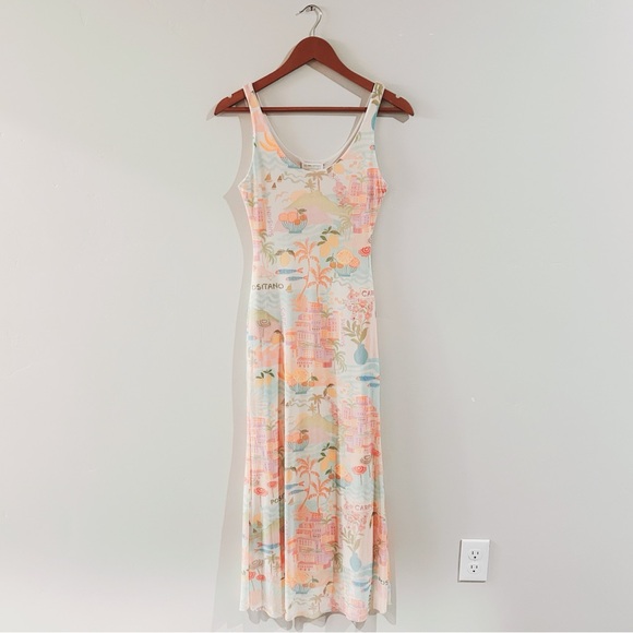 t.j.maxx | see you monday mesh lined midi dress in greece multicolor ↷ - Picture 2 of 14